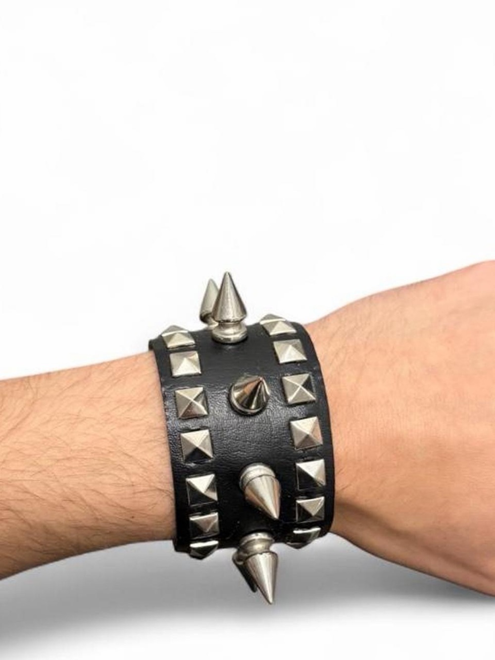 Black Studded Spike Cuff Bracelet Punk Goth Emo Y2K